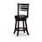 24" Counter Height Slat Back Swivel Stool, Espresso Finish, Black Leather Seat-2141856491