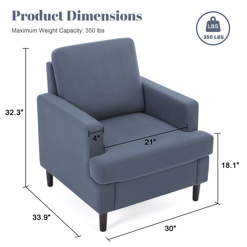 Mid-Century Linen Accent Chair – Stylish, Blue Gray