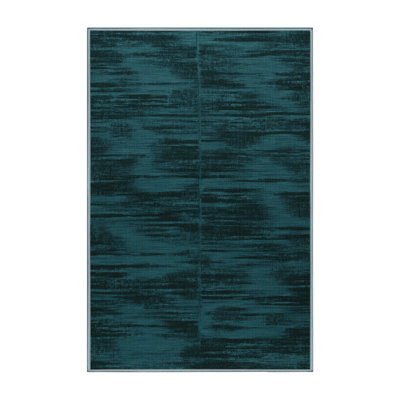 Machine Washable Abstract Blue Area Rug