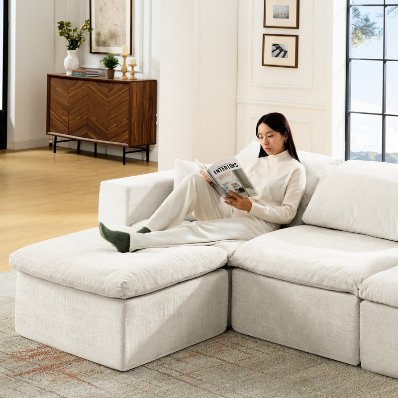 Beige Sectional With Deep Seat And Reinforced Structure U-shaped In Timeless Appeal Comfort