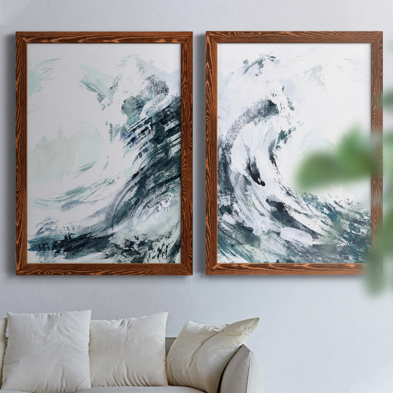 «Blue Crest I», ensemble de 2 reproductions d'art sur toile, H 37,5 po x l 55 po x P 1,5 po, Toile avec cadre érable