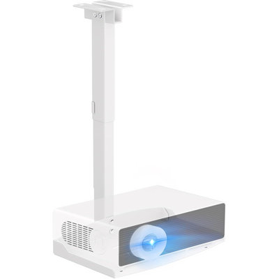 Support de projecteur pour plafond avec plateau, support blanc universel réglable, installation sans trou, hauteur réglable, gestion des câbles dissimulée, capacité de 22 lb, pour le cinéma maison et le bureau