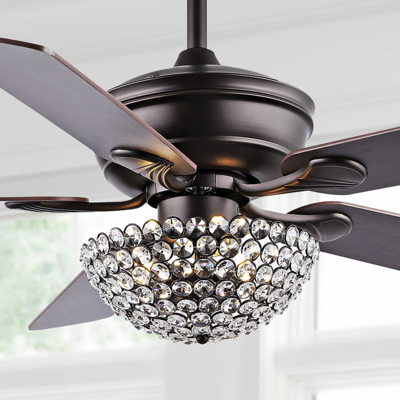 Ventilateur de plafond standard avec télécommande Fransje, Rouge noyer / brun café