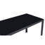 Table de salle à manger 4 places avec plateau en verre trempé anti-rayures, 117 x 69,4 x 74,9 cm, noire, capacité de charge maximale de 77 kg. Structure en verre et métal, 74,9 x 117 x 69,4 cm.