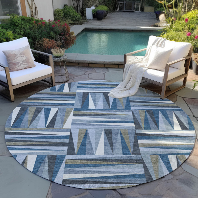 Tapis intérieur / extérieur bleu Azura , 8 pi x 8 pi