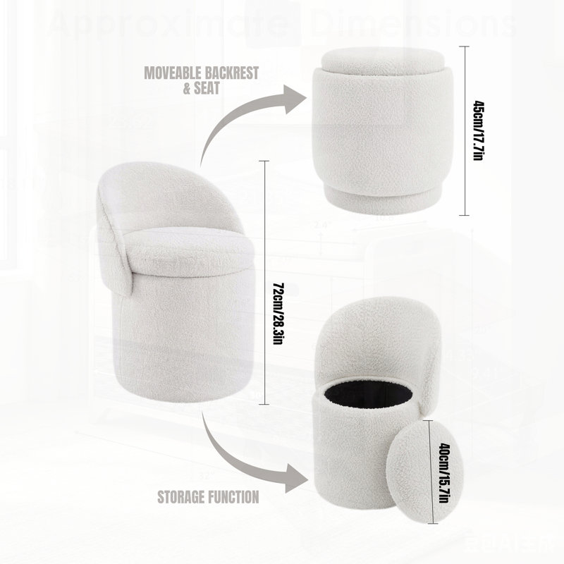 Tabouret de maquillage pivotant à hauteur réglable avec siège rembourré confortable, pour un usage domestique et professionnel.