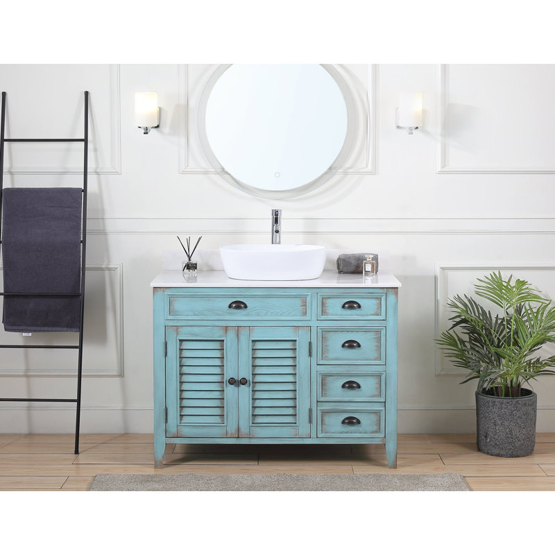 Lemoore 42'' Free-standing Single Bathroom Vanity with Marble Vanity Top