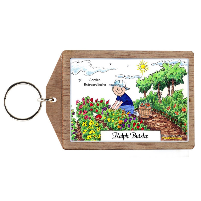 Jardinier personnalisé - Porte-clés en bois pour homme, Oui