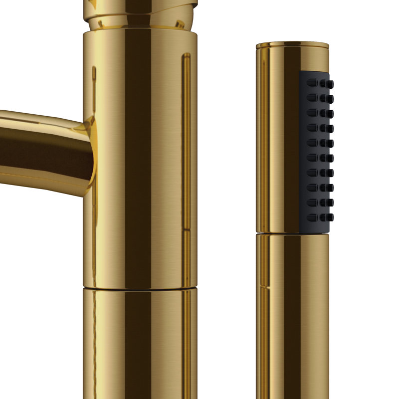 Taron 1 Handle Floor Tub Filler with Diverter, Brushed Gold