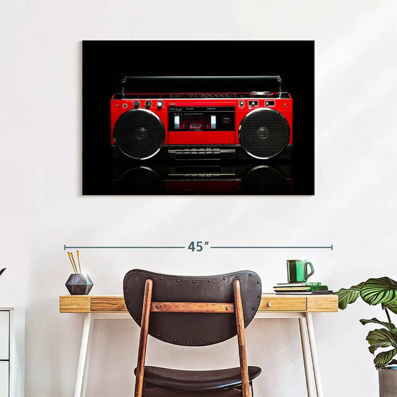 Abarca Retro Red Boom Box, 26" H x 39" W