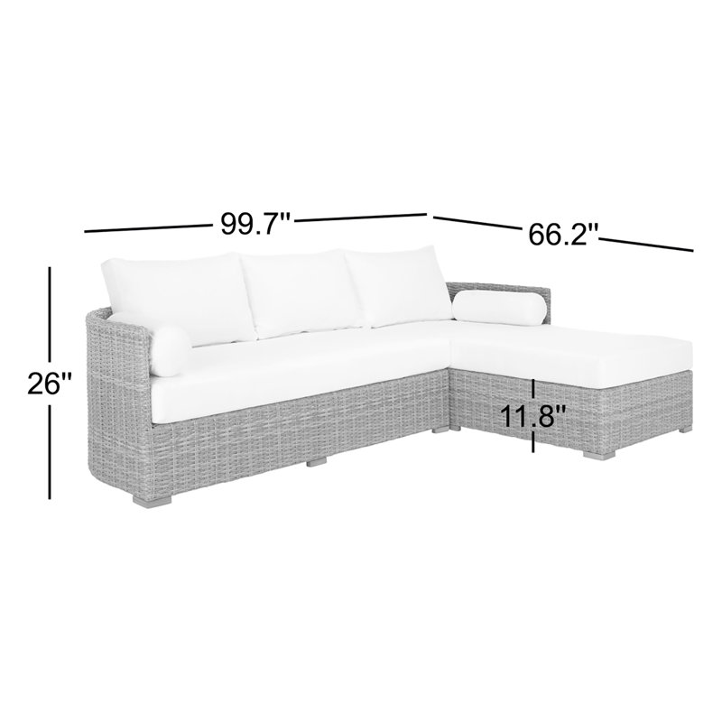 Anguilla Wicker Outdoor Chaise Sectional, Dark Gray