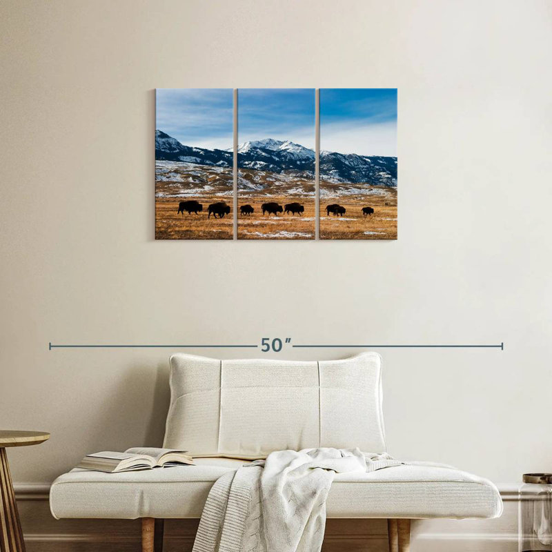 Brampt Migrating Yellowstone Bison, 20" H x 33" W