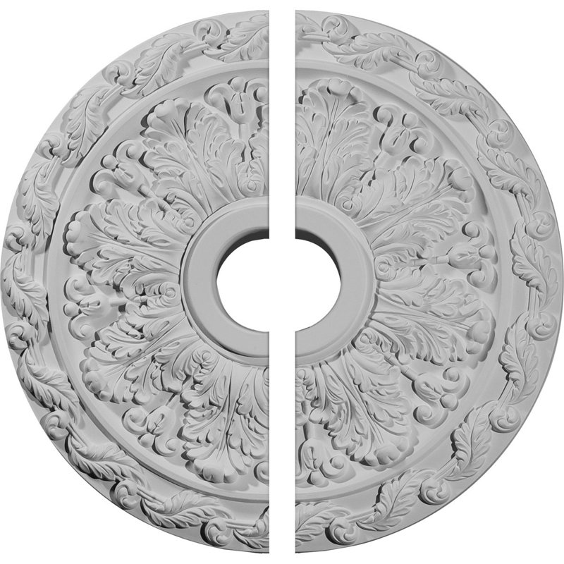 Endurathane Spring Leaf Ceiling Medallion, 19 7/8"OD x 3 5/8"ID x 1 1/4"P (Fits Canopies up to 5 5/8"), Factory Primed
