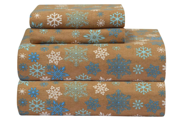 Snowflakes 100% Cotton Flannel Sheet Set