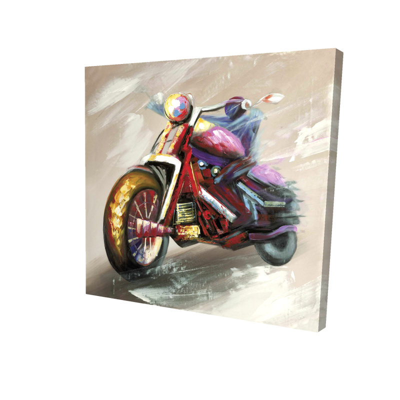 Abstract Motorcycle Canvas | Red Transportation Wall Art