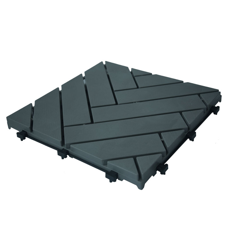 Carreau de terrasse emboîtable en plastique 12 po x 12 po, Gris anthracite