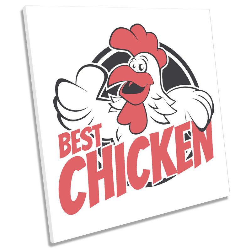 Z2422 Best Chicken Kitchen Café Picture - Wrapped Canvas Art Prints, 60cm H x 60cm W x 2cm D