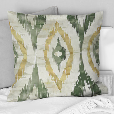 Coussin décoratif rétro géométrique doré et vert II