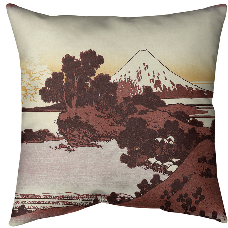 Oreiller Katsushika Hokusai Shichiri dans la province de Sagami, Rouge / Orange, Simili suède