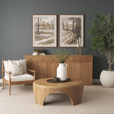 Tymeo Solid Mango Wood Sideboard with Antiqued Brass Hardware and Cable Management