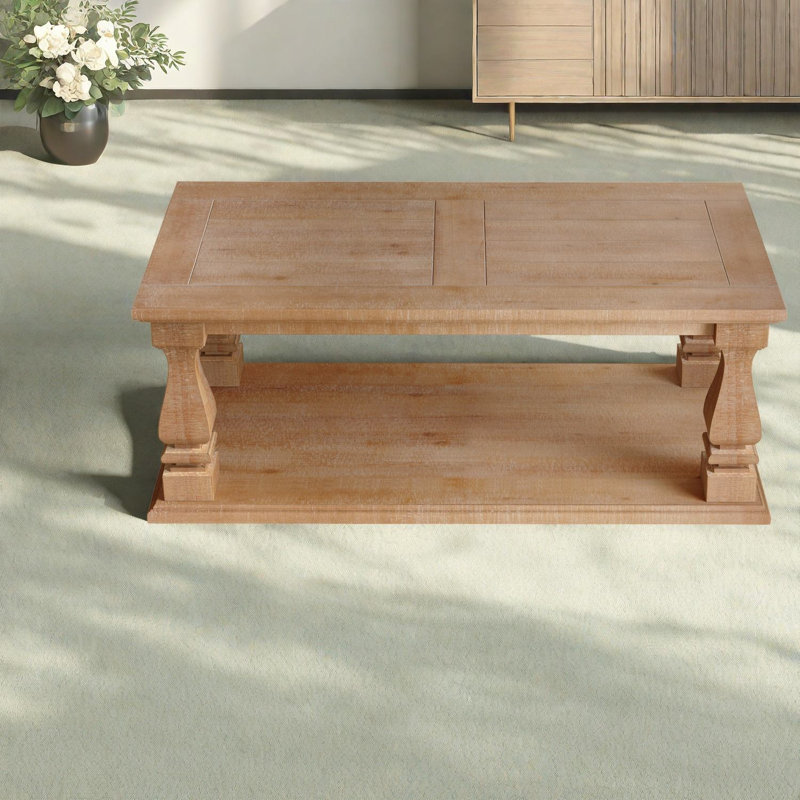 Coffee & Cocktail Tables, Solid Wood MDF Farmhouse Rustic Living Room, Tan*Natural Wood*Gloss