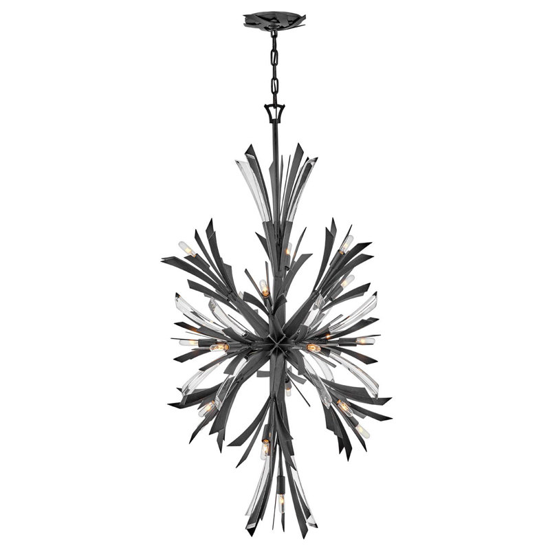 Vida 50" Nineteen-Light Modern Tall Hanging Chandelier w/ Crystal Accents