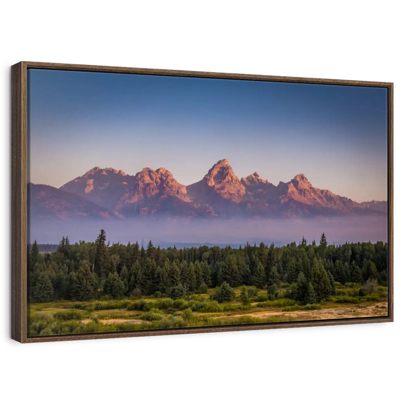 Brume Grand Teton, 19 po x 13 po, Cadre flottant noyer