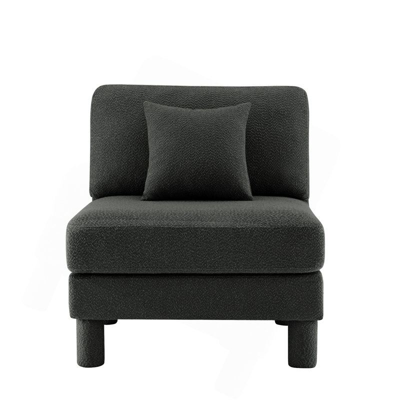 Armless sofa W/Pillow Polyester -Dark Grey