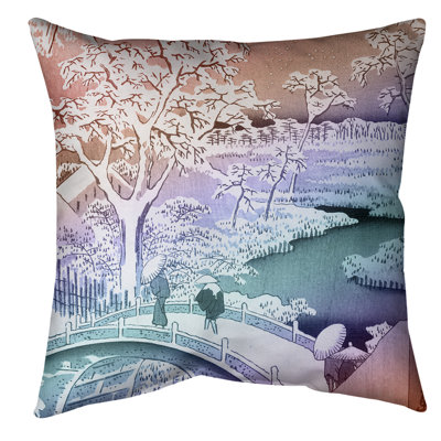Coussin Utagawa Hiroshige Meguro Drum Bridge et Sunset Hill