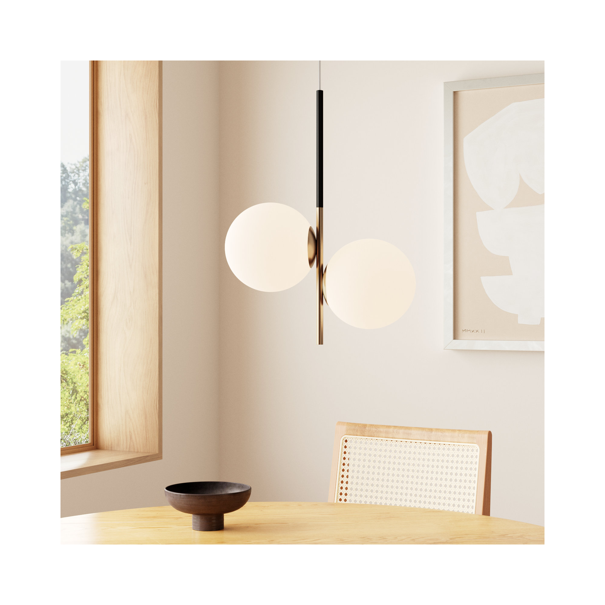 Drake 2 Light Glass Steel Dimmable Pendant