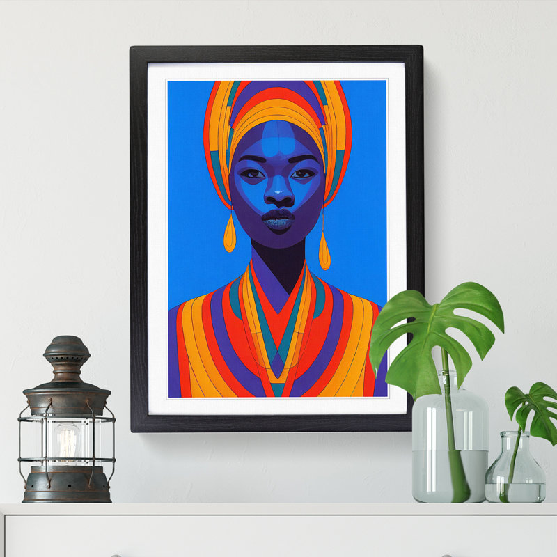 FRM-V0523-56X African Woman Vol.1 - Single Picture Frame Print, Black Framed, 64cm H x 46cm W x 2cm D