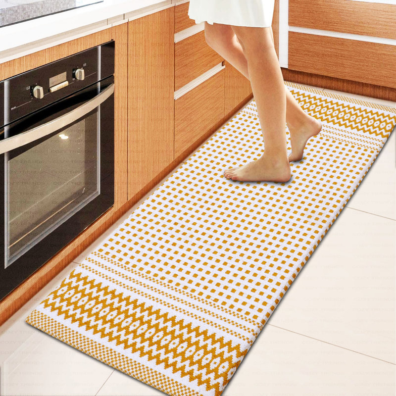 Tapis de cuisine antidérapant Krystl, Moutarde