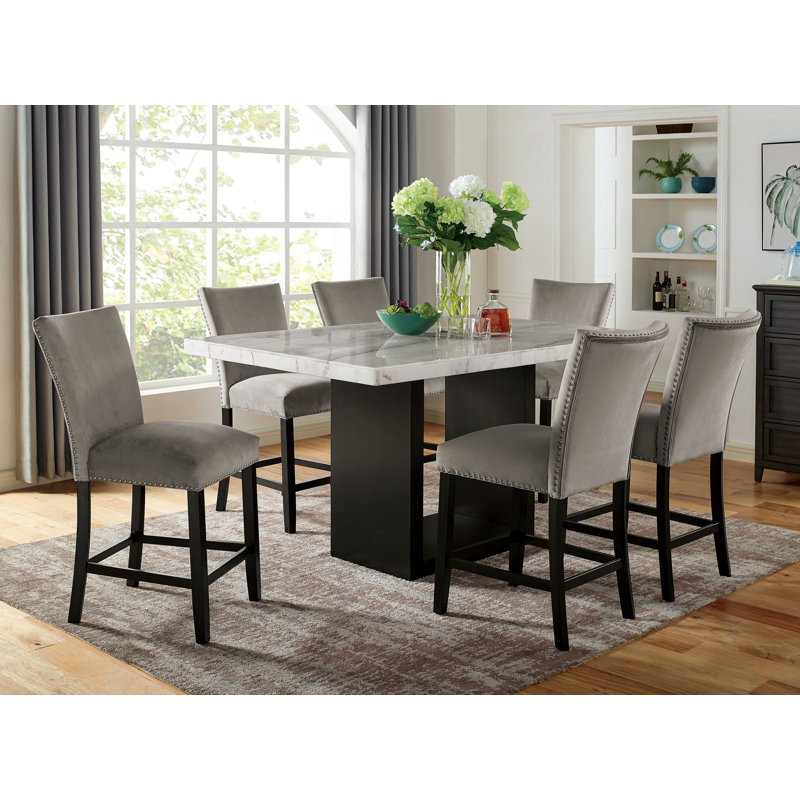 Pentwater Marble Top Solid Wood Base Dining Table