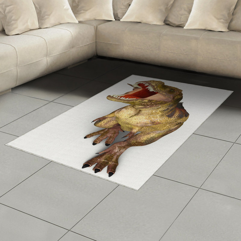 Dinosaur High Density Long Fiber Poly Threads Decorative Area Rug Carpet, Rectangle 4' x 5'8"