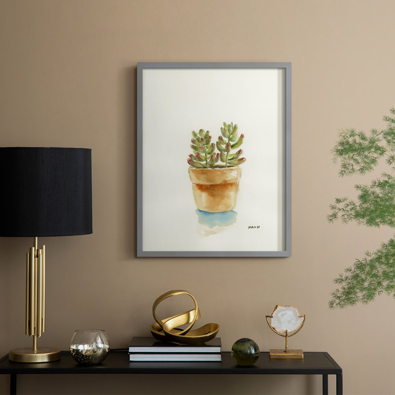 Succulent III, reproduction encadrée - bois massif, H 11 po x l 9 po, Gris