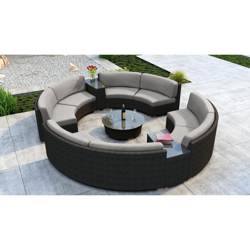 Glen Ellyn 8 - Person Patio Conversation Set with Cushions, Cast Silver Sunbrella®