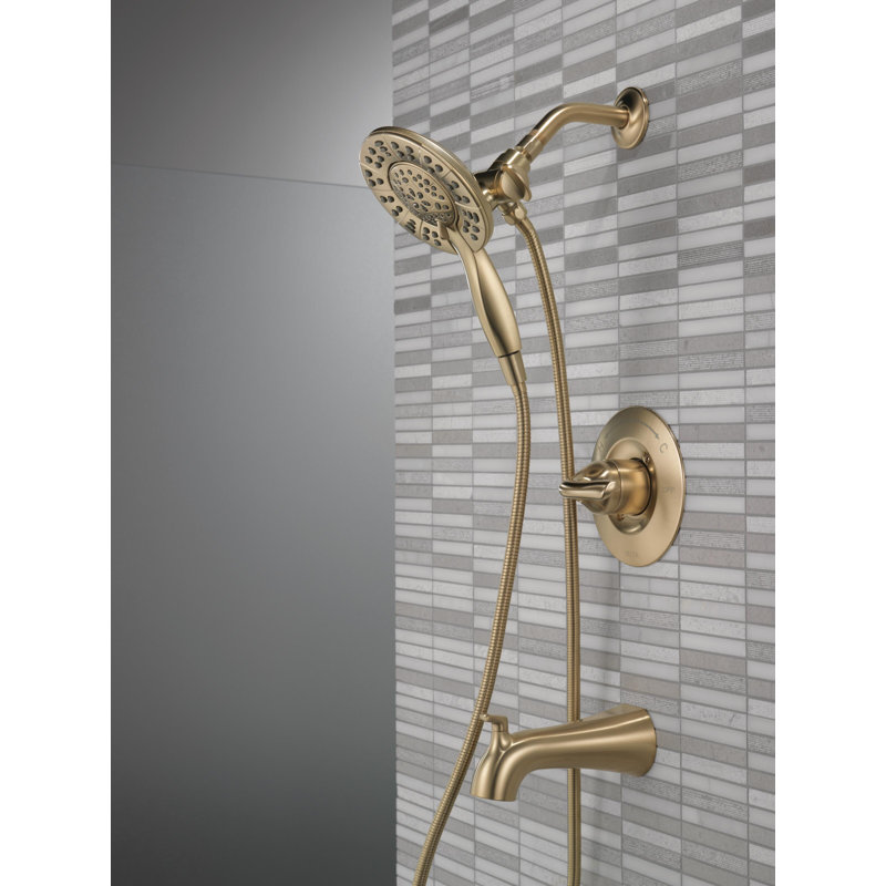 Arvo Single-Function Tub Shower Faucet Set, Shower Trim Kit with In2ition Shower Head and Valve, Champagne Bronze