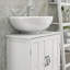 Meuble-lavabo de salle de bain, meuble-lavabo piédestal avec tablette réglable, blanc