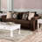 91.4" W Transitional Sofa, Chocolate/Tan