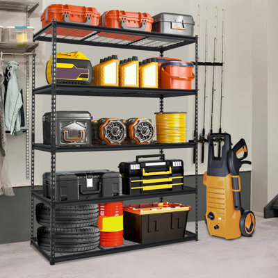 Étagère de garage, étagère de garage robuste à 5 niveaux, support de charge de 3000 lb, L 60 po x l 24 po x H 78 po, tablettes réglables en hauteur, tablettes en métal pour la buanderie du sous-sol du garde-manger, assemblage facile