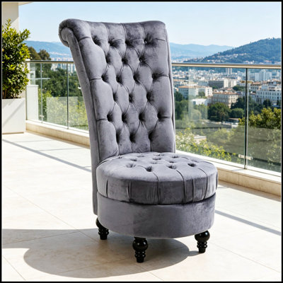 Elegant High-Back Armless Accent Chair, Retro-Style Round Seat, Luxury Lounge for Modern Interiors