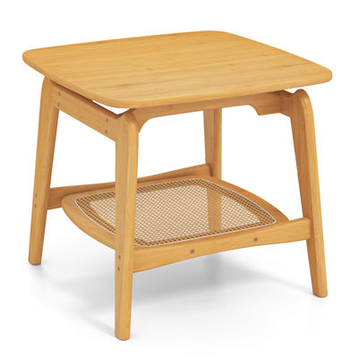 55cm W Bamboo / Rattan Bedside Table