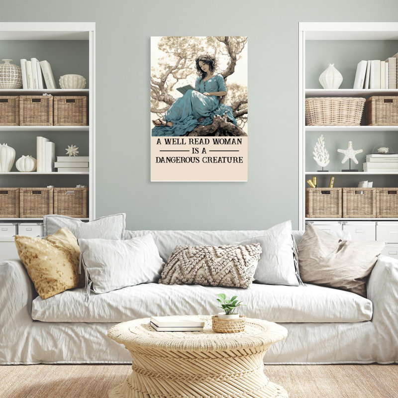 «A Well Read Woman», reproduction d'art rectangulaire sur toile tendue 1 pièce, H 36 po x l 24 po x P 1,25 po