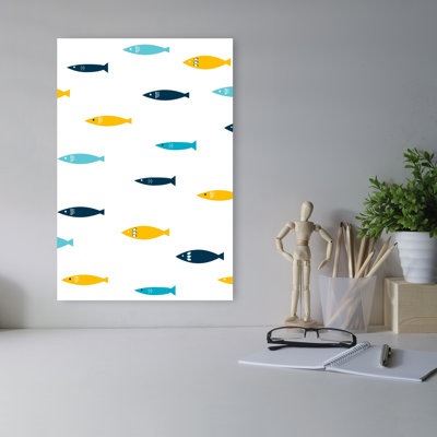 Playful Ocean Fish Pattern Abstract Colorful Modern Fish Ocean Wall Art Print