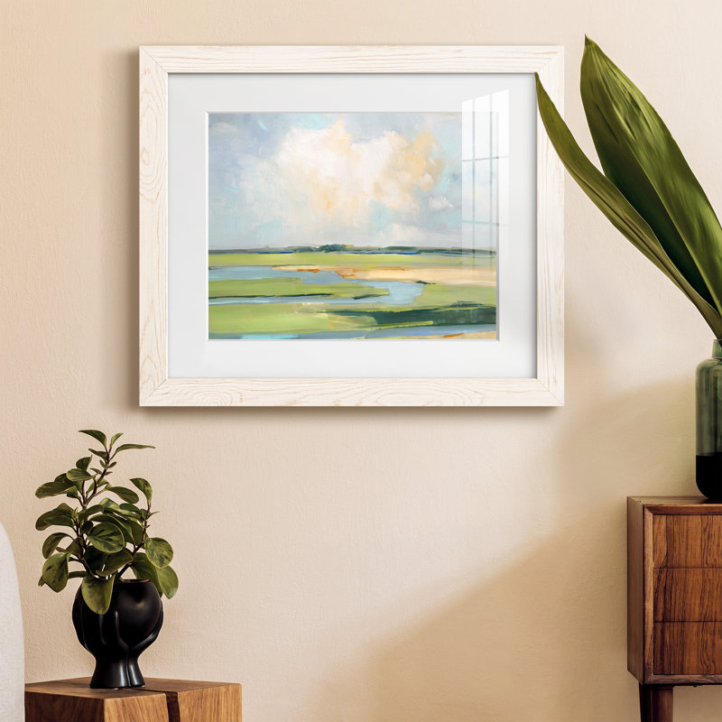 Pastel Horizon II - peinture encadrée, H 24 po x l 18 po x P 1,5 po, Cadre blanc