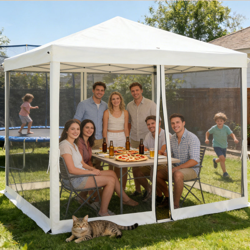 Instant Pop Up Canopy Tent 10x10 Feet with Mosquito Netting - Portable Screen House for Outdoor, Camping, Patio; Includes Carry Bag & Adjustable Height.