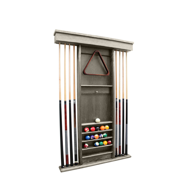 Playcraft Premium Hardwood Billiard Wall Cue Racks, Weathered Gray