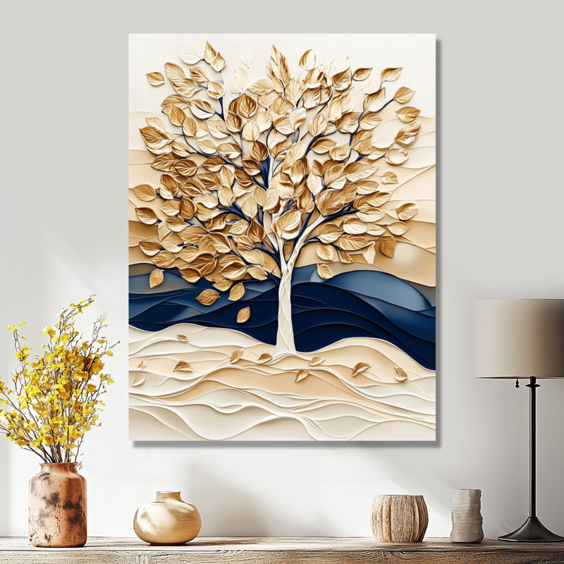«Winter Harvest Glow Chestnut Tree III», art mural floral en métal, impression de chêne, H 20 po x l 12 po x P 0,84 po