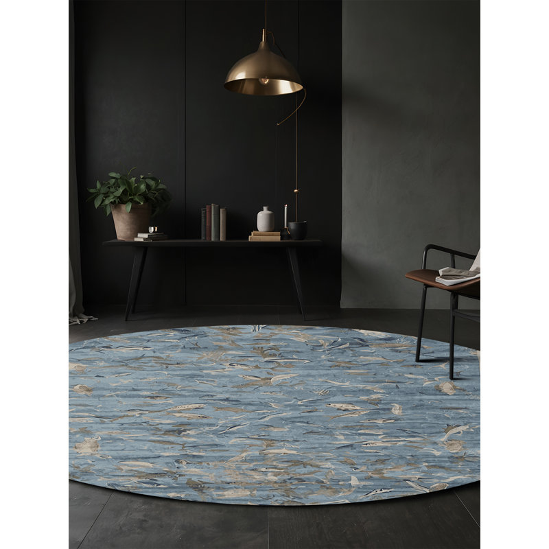 Machine Washable Gray Area Rug, Round 8'