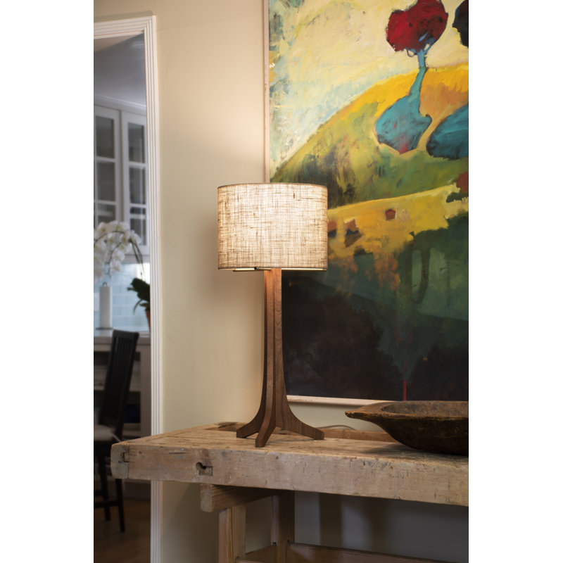 Nauta LED Table Lamp, Walnut, Burlap, Brushed Brass